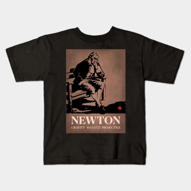 Sir Isaac Newton Apple Gravity Poster Kids T-Shirt by labstud